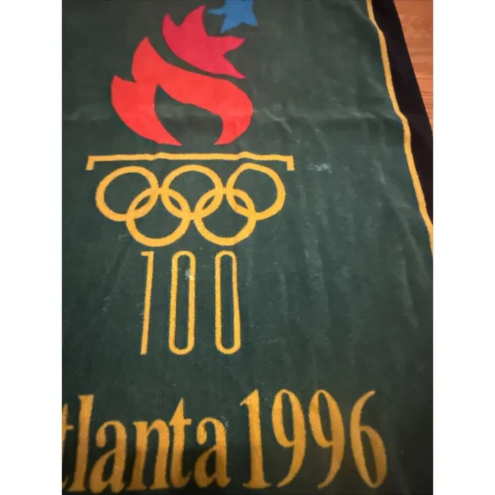 Vtg Atlanta 1996 Centennial Olympic Games Beach Towel 100 Year Anniversary Flame